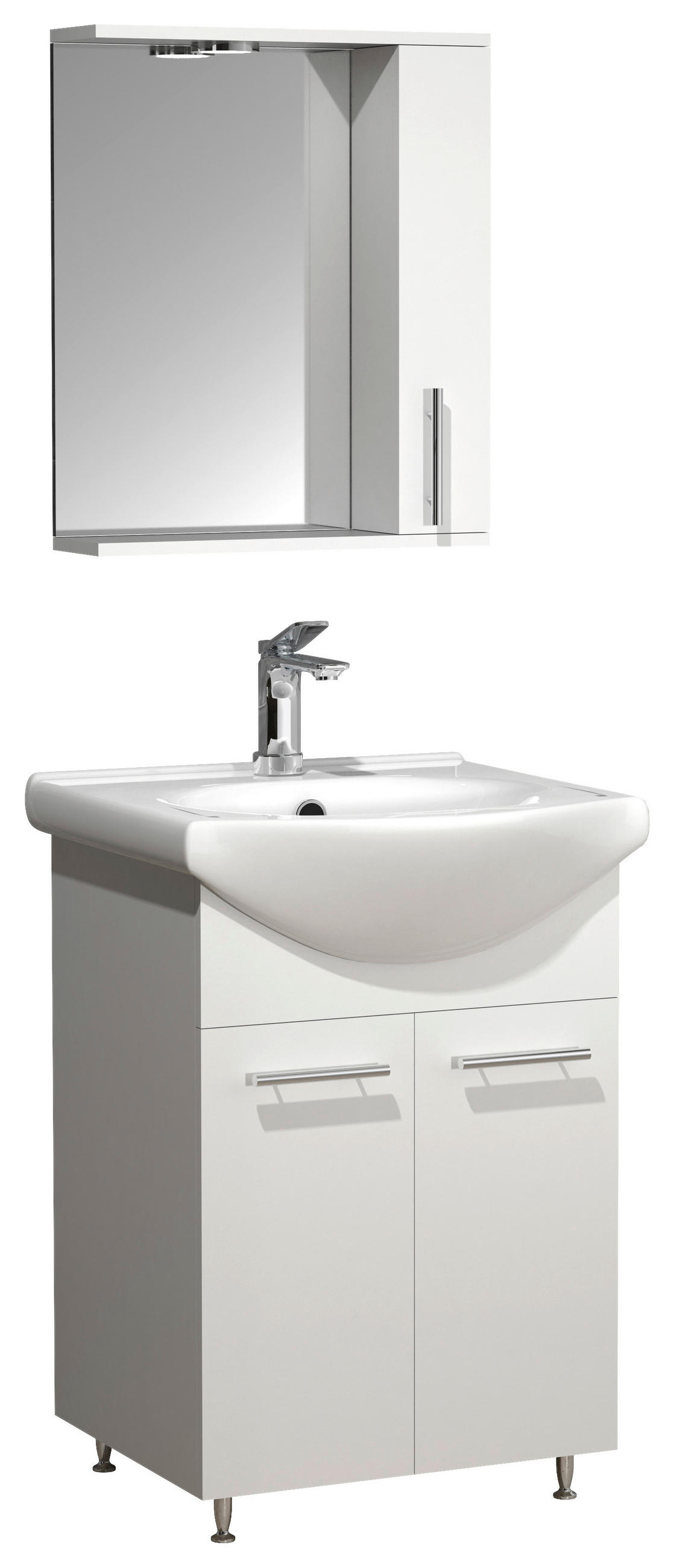 BADEZIMMER 3-teilig  in 50 cm  - Weiss/Silberfarben, Modern, Glas/Keramik (50cm) - MID.YOU