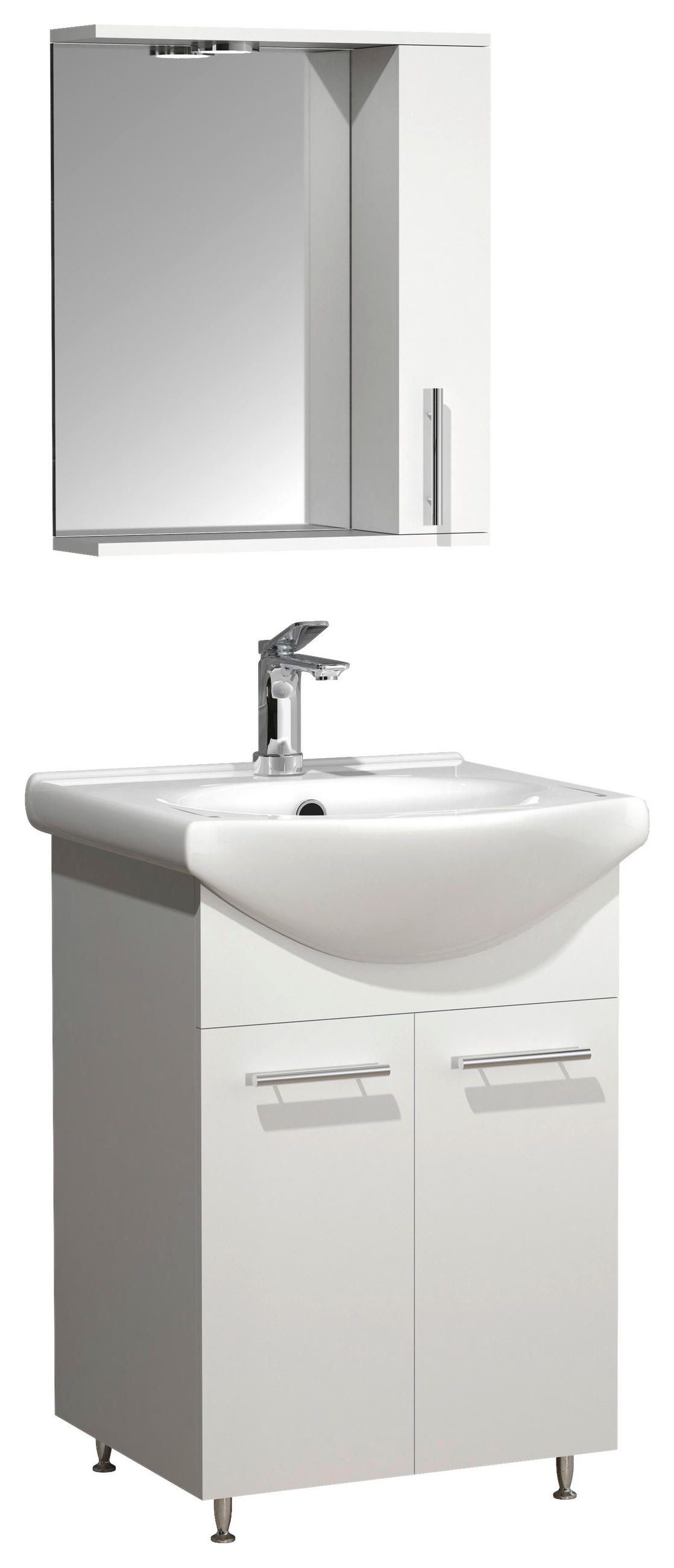 BADEZIMMER 3-teilig  in 50 cm  - Weiss/Silberfarben, Modern, Glas/Keramik (50cm) - MID.YOU
