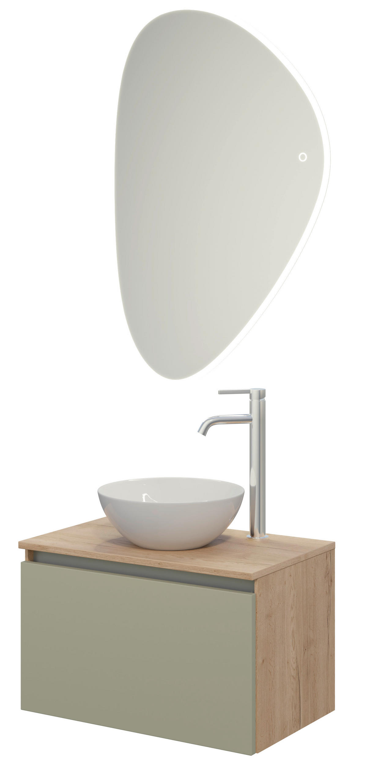 BADEZIMMER 3-teilig  in 60,3 cm  - Edelstahlfarben/Eichefarben, MODERN, Keramik/Holzwerkstoff (60,3cm) - Celina Home