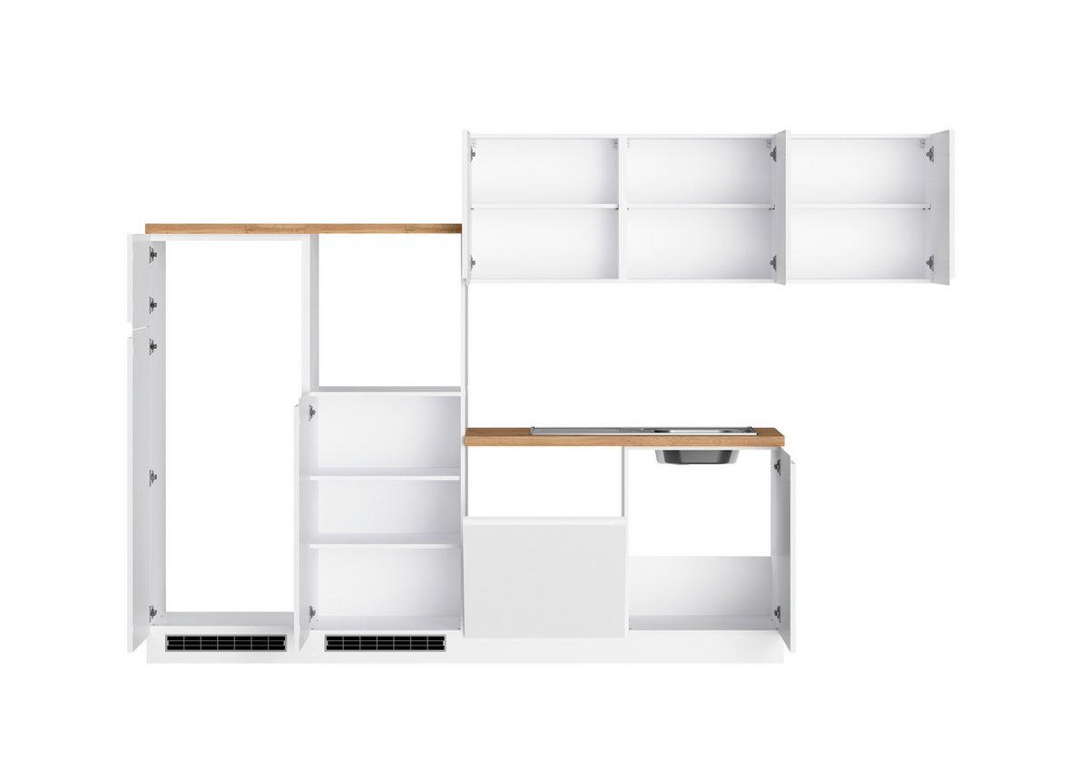 ECKKÜCHE 300/240 cm  in Weiß, Eiche Wotan, Weiß Hochglanz  - Weiß Hochglanz/Eiche Wotan, LIFESTYLE, Holzwerkstoff (300/240cm) - Held