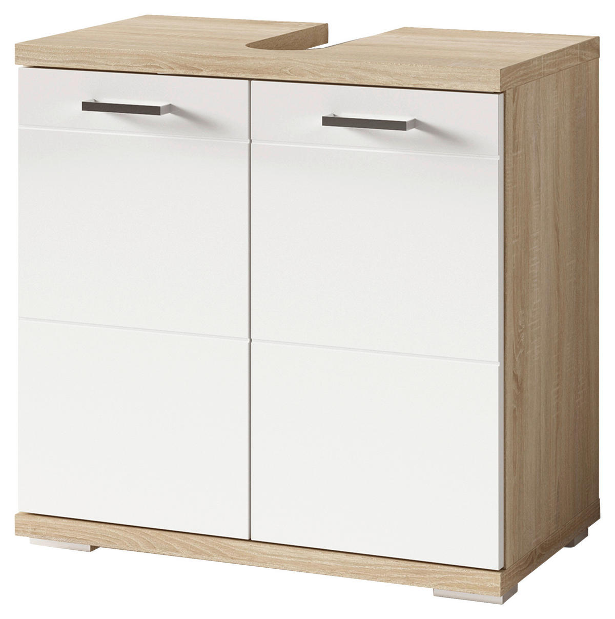 WASCHBECKENUNTERSCHRANK 60/59/31,5 cm  - Chromfarben/Weiß Hochglanz, MODERN, Holzwerkstoff/Kunststoff (60/59/31,5cm) - MID.YOU