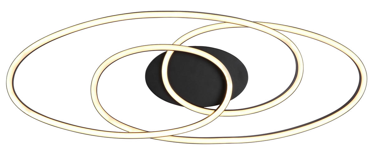 LED-DECKENLEUCHTE Spira 68/25/7 cm  - Opal/Schwarz, Design, Kunststoff/Metall (68/25/7cm) - Globo