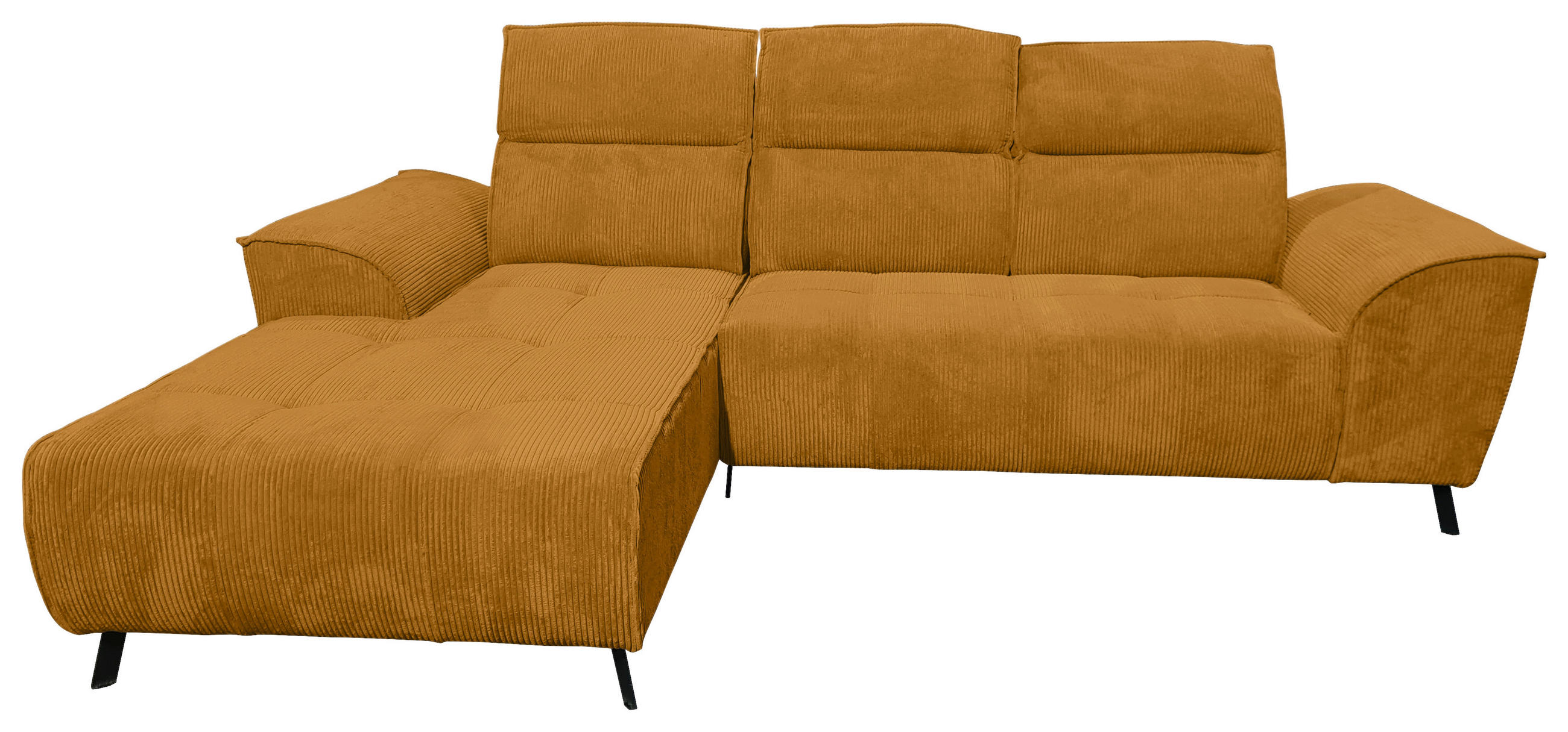 ECKSOFA Currygelb Cord  - Currygelb/Schwarz, KONVENTIONELL, Textil/Metall (196/290cm) - Carryhome