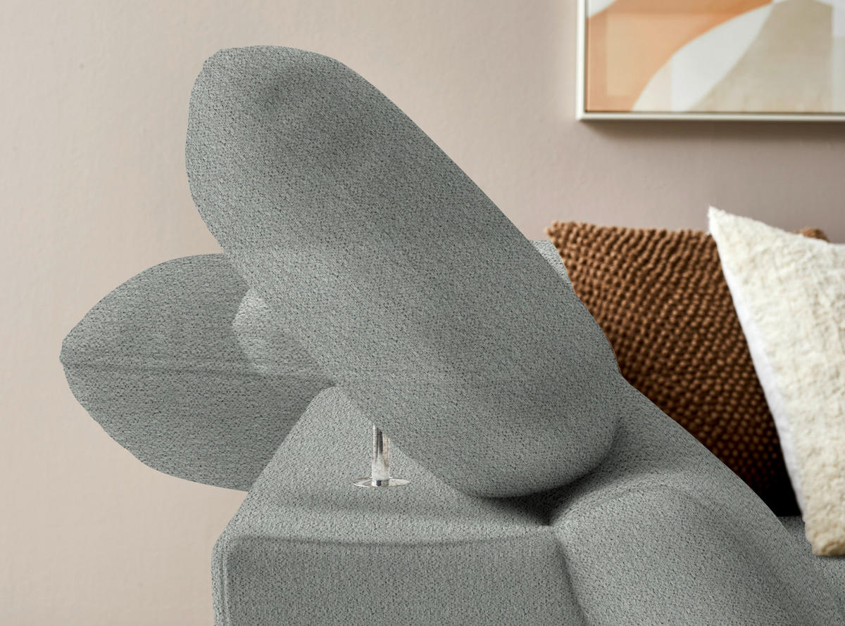 ECKSOFA in Chenille Silberfarben  - Eichefarben/Silberfarben, Modern, Holz/Textil (212/287cm) - Valnatura