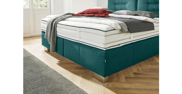 BOXSPRINGBETT 180/200 cm  in Petrol  - Chromfarben/Petrol, KONVENTIONELL, Textil (180/200cm) - Dieter Knoll