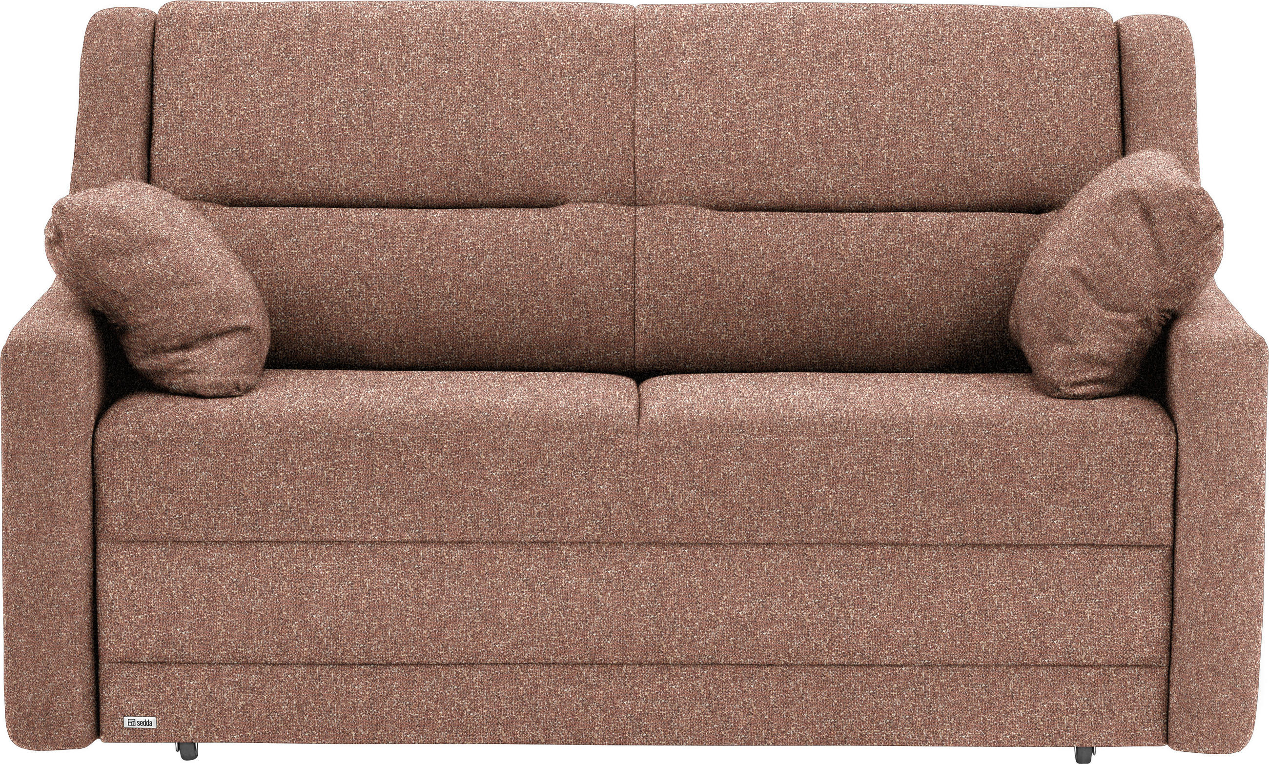 SCHLAFSOFA  in Mikrovelours Terracotta  - Terracotta/Schwarz, KONVENTIONELL, Kunststoff/Textil (152/88/91cm) - Sedda