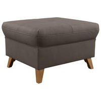 HOCKER Lederlook (vegan) Dunkelgrau  - Eichefarben/Dunkelgrau, Design, Holz/Textil (76/47/63cm) - Livetastic
