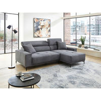 ECKSOFA Cord Grau  - Schwarz/Grau, Basics, Textil/Metall (250/183cm) - Livetastic