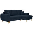 ECKSOFA Dunkelblau Webstoff  - Schwarz/Dunkelblau, KONVENTIONELL, Holz/Textil (250/145cm) - Carryhome