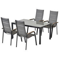 GARTENSET 5-teilig  - Graphitfarben/Braun, MODERN, Textil/Metall - Gardenson