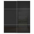 SCHWEBETÜRENSCHRANK 162/223/68 cm 2-türig Schwarz, Weiß  - Alufarben/Schwarz, KONVENTIONELL, Glas/Holzwerkstoff (162/223/68cm) - Novel