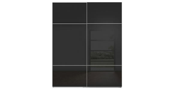 SCHWEBETÜRENSCHRANK 162/223/68 cm 2-türig Schwarz, Weiß - Alufarben/Schwarz, KONVENTIONELL, Glas/Holzwerkstoff (162/223/68cm) - Novel