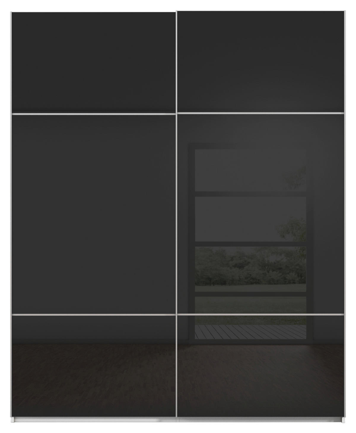 SCHWEBETÜRENSCHRANK in Schwarz, Weiss  - Weiss/Alufarben, Konventionell, Glas/Holzwerkstoff (162/223/68cm) - Novel