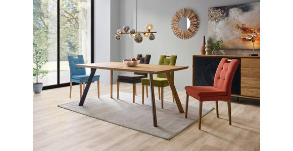 ESSTISCH in Holz 180/90/75 cm  - Eichefarben/Schwarz, Design, Holz/Metall (180/90/75cm) - Linea Natura