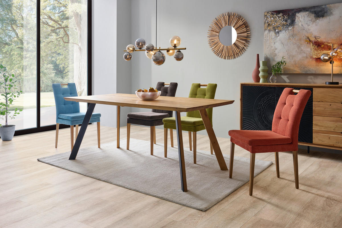JÍDELNÍ STŮL, divoký dub, barvy dubu, 180/90/75 cm - barvy dubu/černá, Design, kov/dřevo (180/90/75cm) - Linea Natura