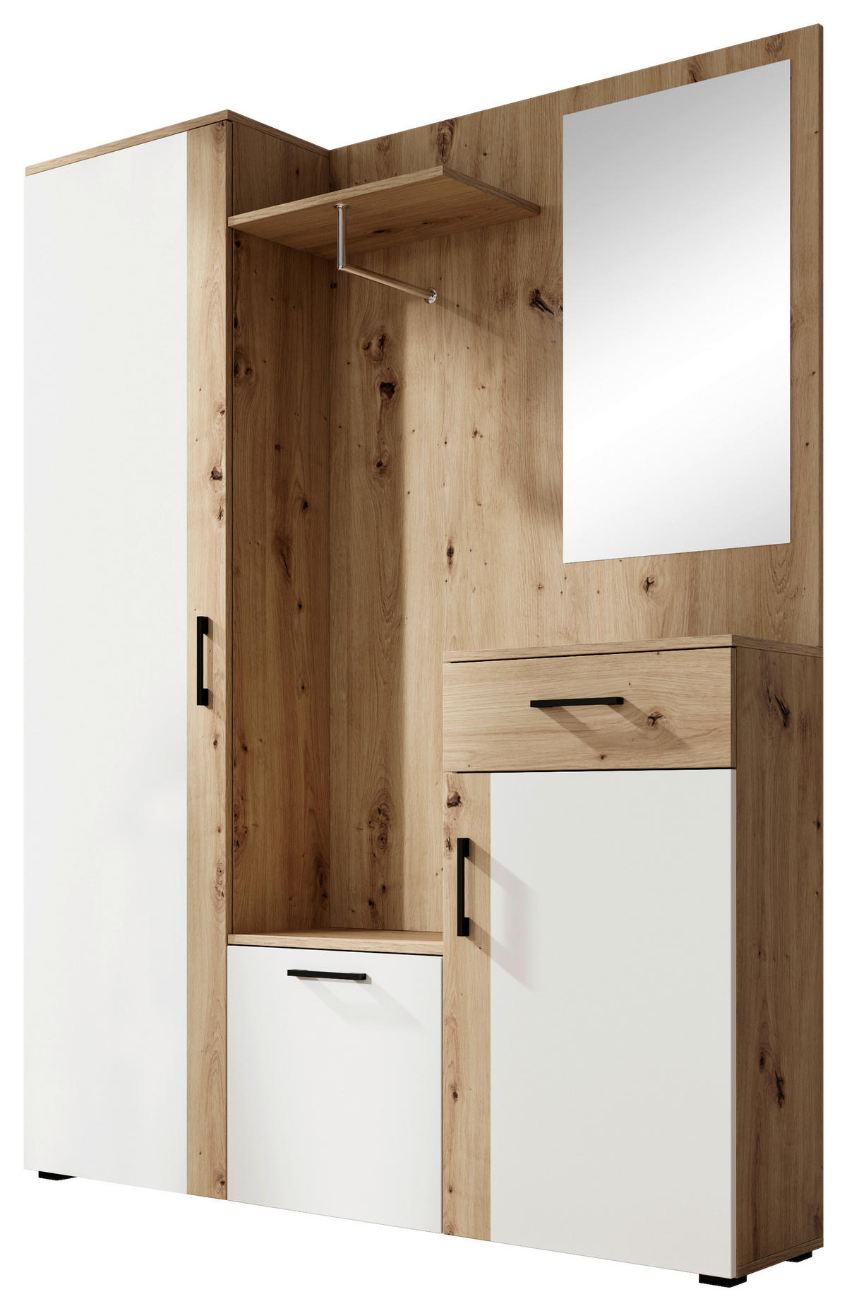 PREDSOBLJE  bijela, boje hrasta  - bijela/boje hrasta, Basics, drvni materijal (145/184/29cm)