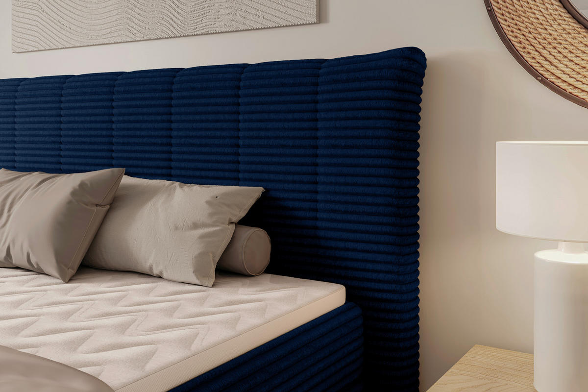 BOXSPRINGBETT 180/200 cm  in Dunkelblau  - Schwarz/Dunkelblau, Design, Kunststoff/Textil (180/200cm) - Chameo