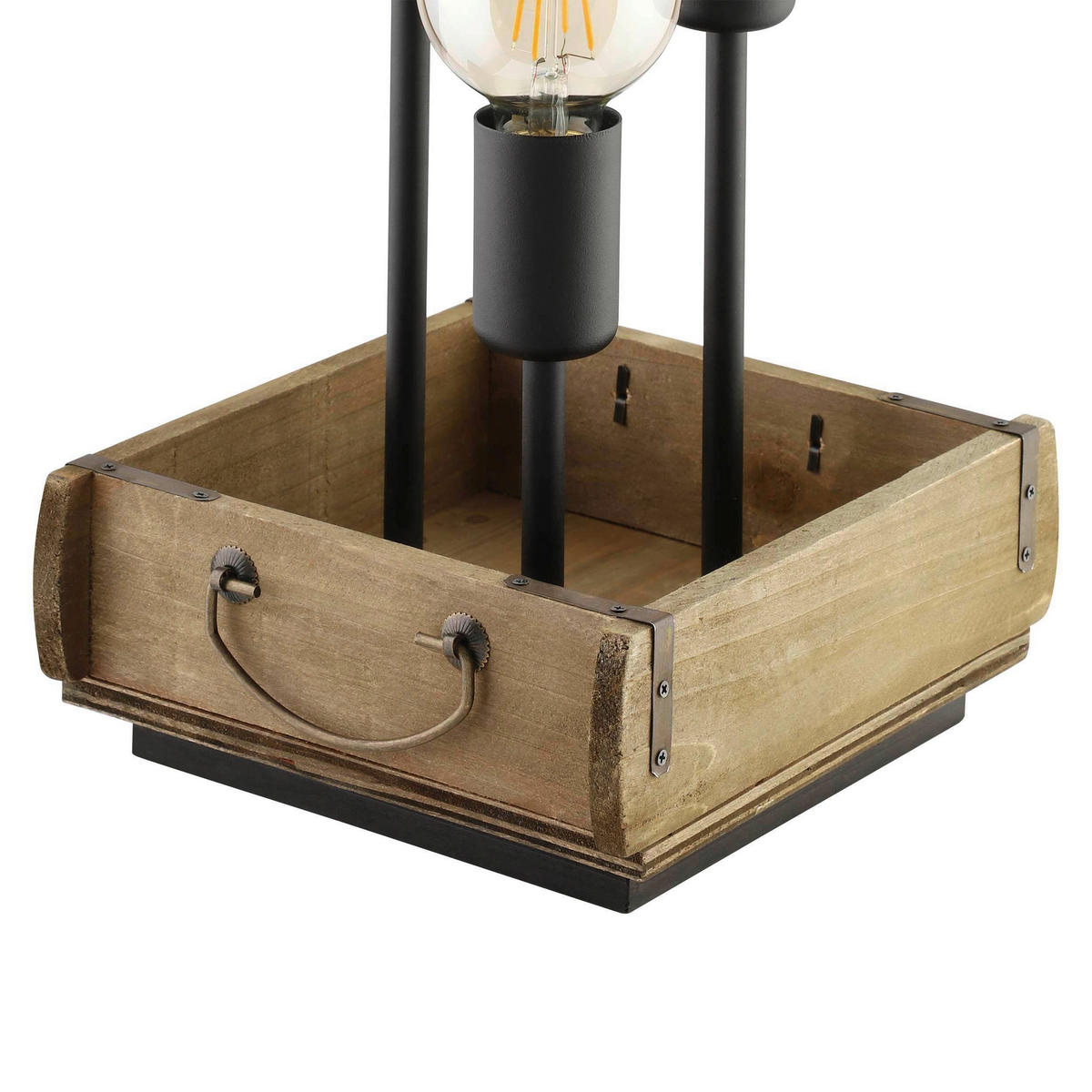 TISCHLEUCHTE 22/22/37 cm   - Schwarz/Braun, Natur, Holz/Metall (22/22/37cm)