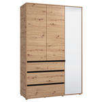 DREHTÜRENSCHRANK 4-türig Schwarz, Eiche Artisan  - Schwarz/Eiche Artisan, Basics, Glas/Holzwerkstoff (138/210,5/54,5cm) - Xora