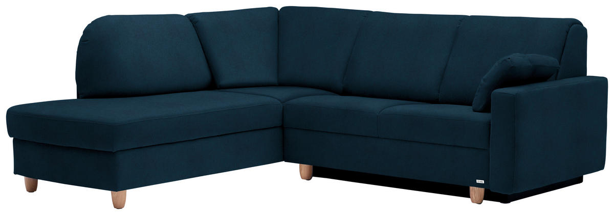 ECKSOFA in Flachgewebe Dunkelblau  208/227 cm  - Eichefarben/Rot, KONVENTIONELL, Holz/Textil (208/227cm) - Sedda