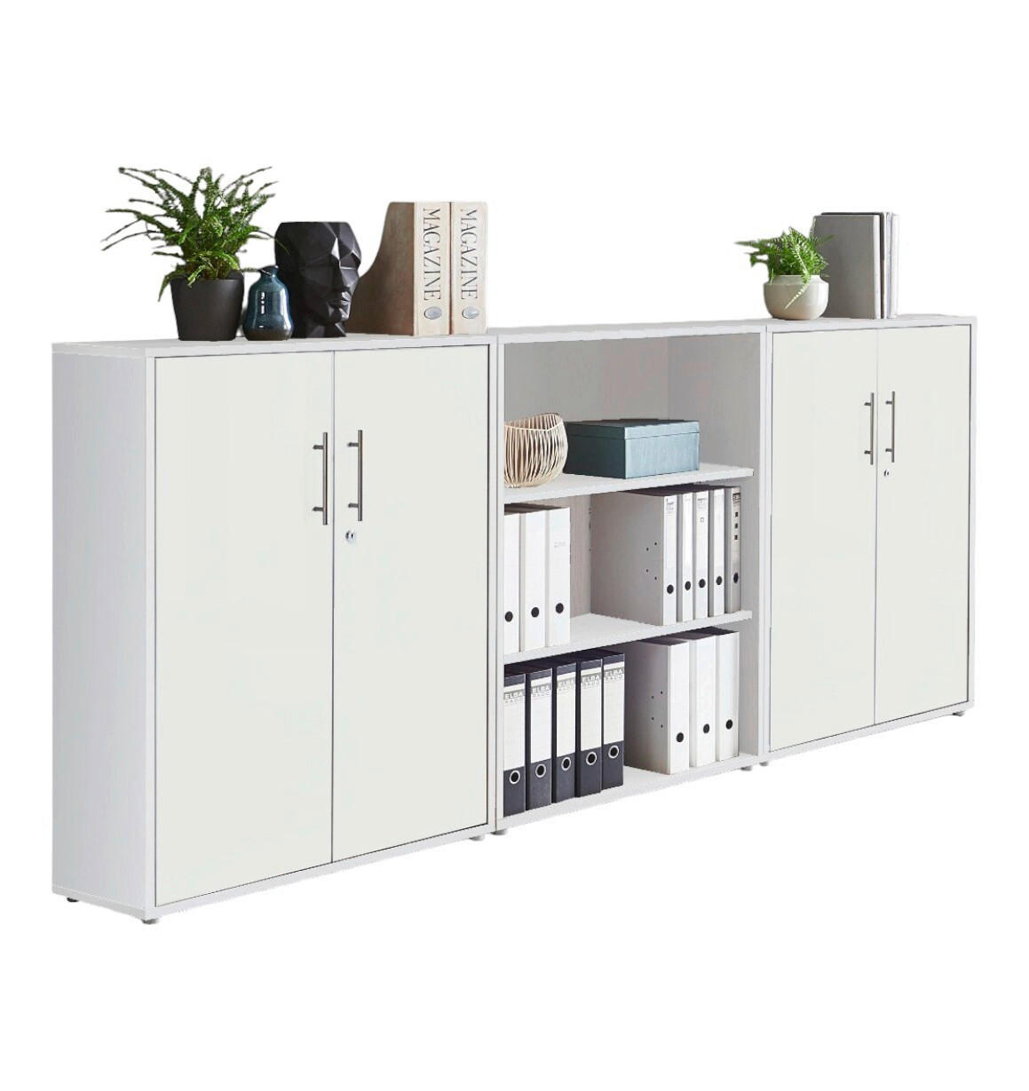 Mid.you Aktenschrank Office Edition - SW Set 9 Weiß 253.2x113.6x33 cm
