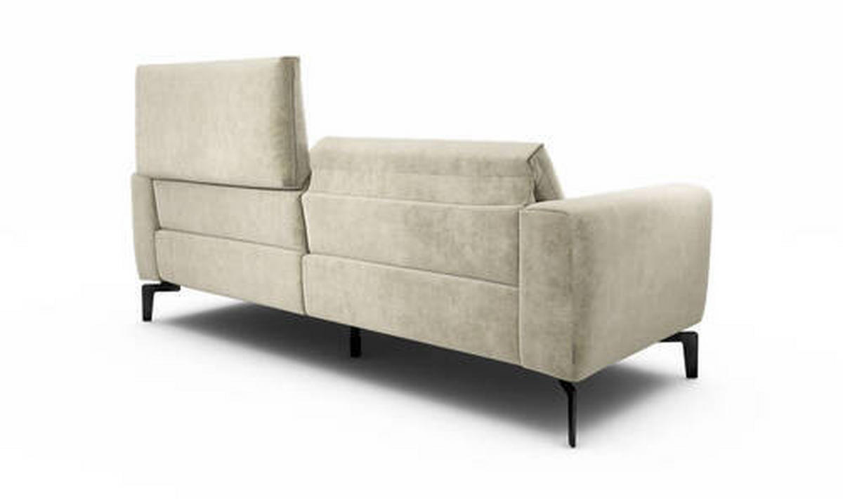 2,5-SITZER in Samt Naturfarben  - Schwarz/Naturfarben, Design, Textil/Metall (220/86/86-94cm) - SENSOO