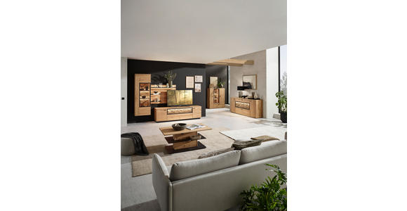 WOHNWAND  in Wildeiche  293,8/207,1/45,2 cm  - Wildeiche/Graphitfarben, Natur, Glas/Holz (293,8/207,1/45,2cm) - Valnatura