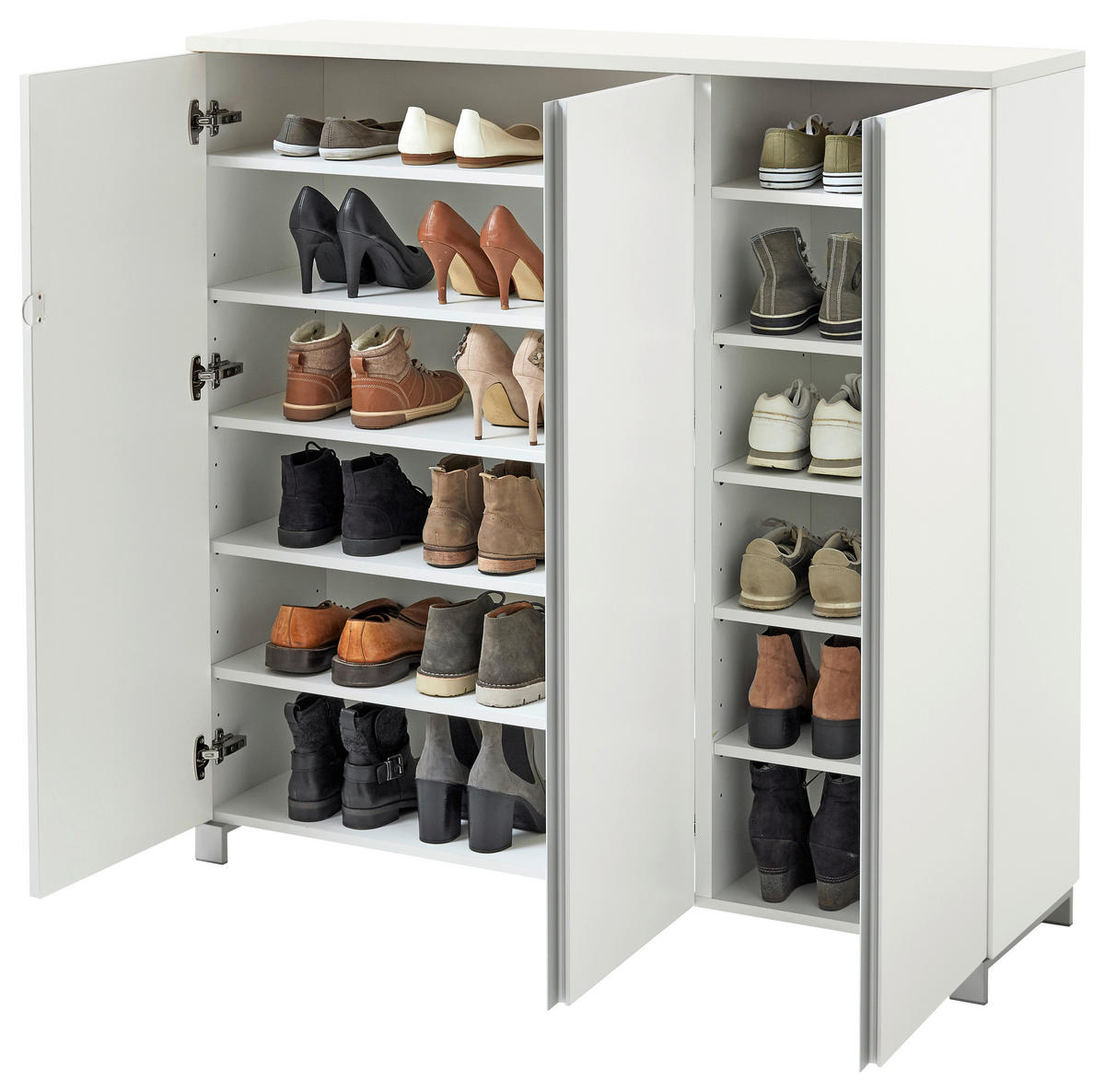 GARDEROBE 3-teilig  in 210/195/37 cm  - Weiss/Silberfarben, Design, Holzwerkstoff (210/195/37cm)