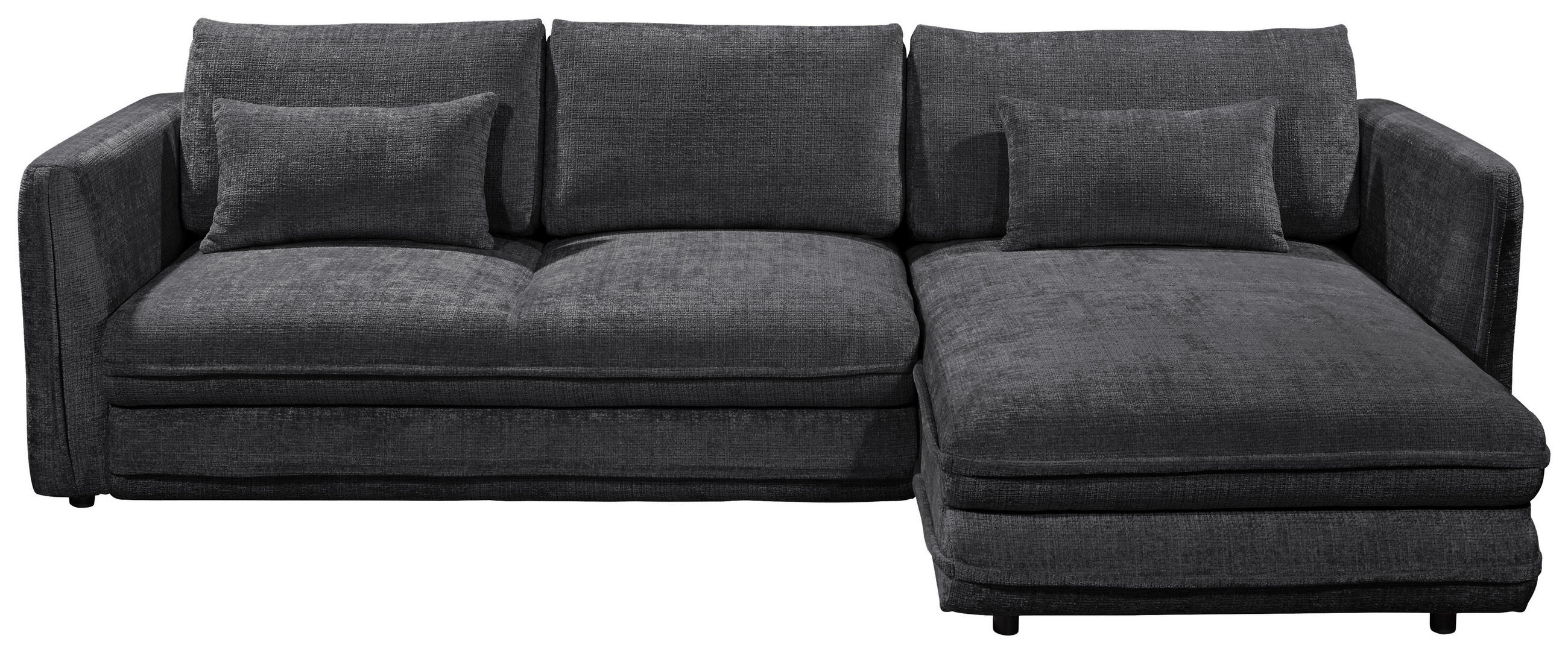 ECKSOFA in Mikrovelours Schwarz  - Schwarz, Konventionell, Kunststoff/Textil (302/192cm) - MID.YOU