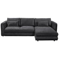 ECKSOFA in Mikrovelours Schwarz  302/192 cm  - Schwarz, KONVENTIONELL, Kunststoff/Textil (302/192cm) - MID.YOU