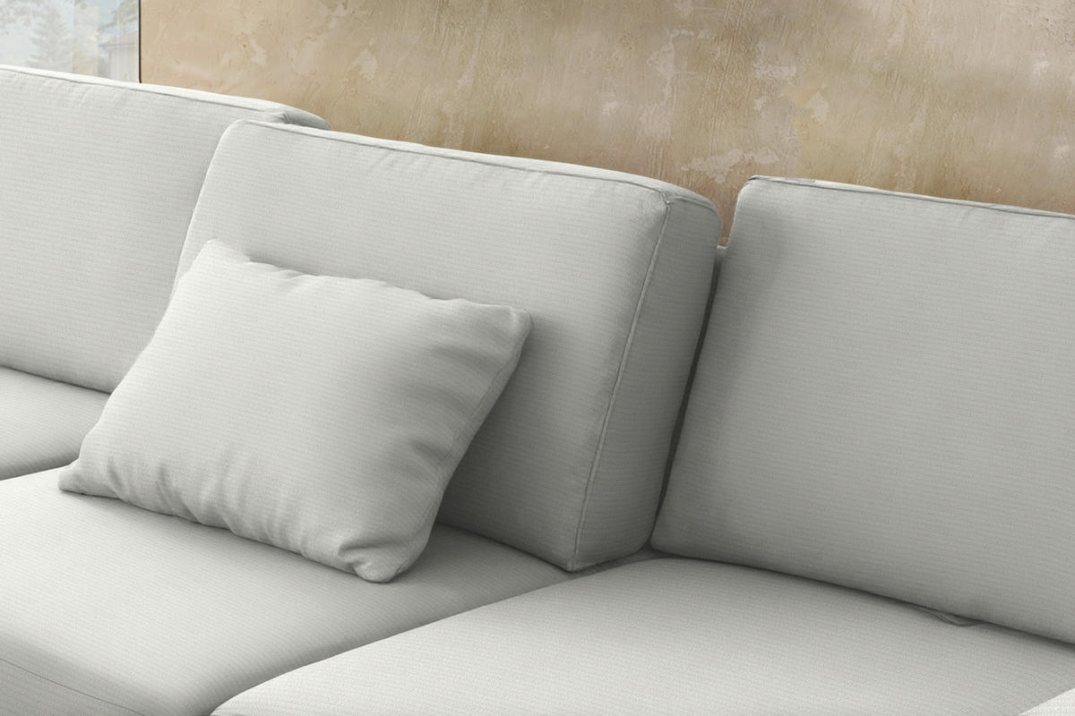 ECKSOFA Cord Grauweiss  - Schwarz/Grauweiss, Design, Textil/Metall (185/298cm) - Pure Home Lifestyle