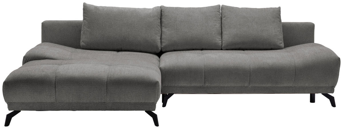 ECKSOFA in Chenille Blau, Braun  - Blau/Schwarz, Modern, Textil/Metall (182/290cm) - Hom`in