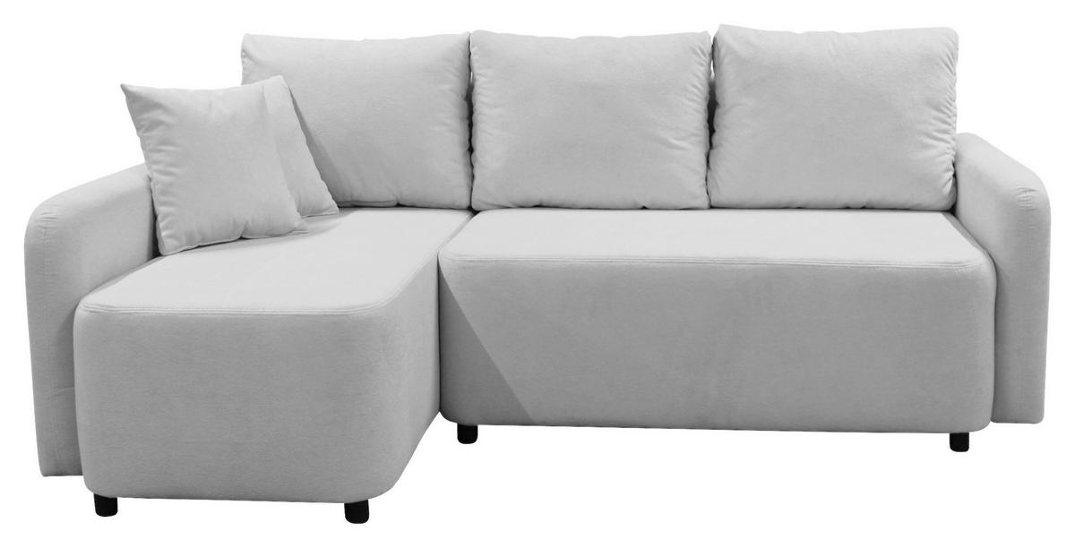 ECKSOFA STERN Hellgrau Bouclé Zierkissen, Rückenkissen, Bettkasten  - Hellgrau/Schwarz, Design, Kunststoff/Textil (152/207cm) - MID.YOU