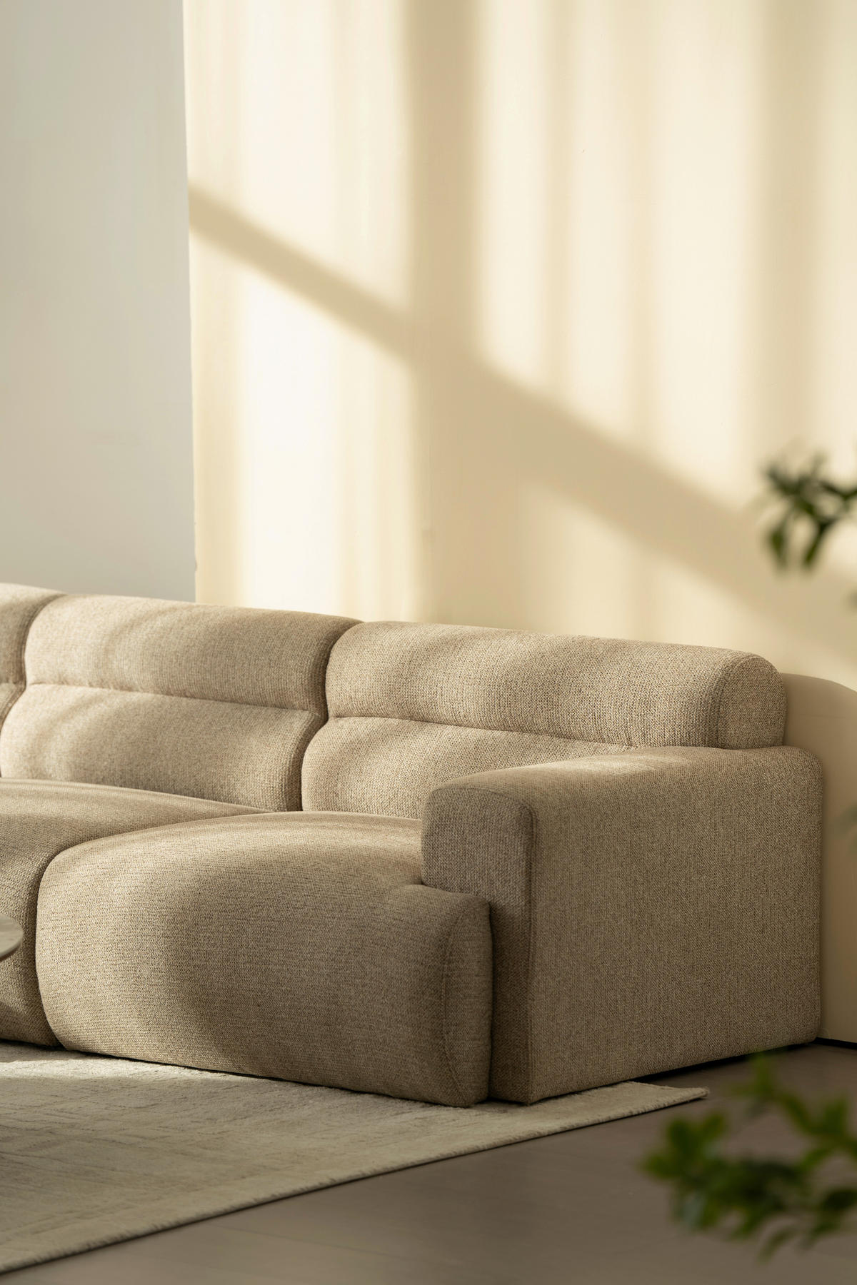 ECKSOFA Taupe Leinenoptik  - Taupe, Design, Holz/Textil (260/68/156cm) - P & B