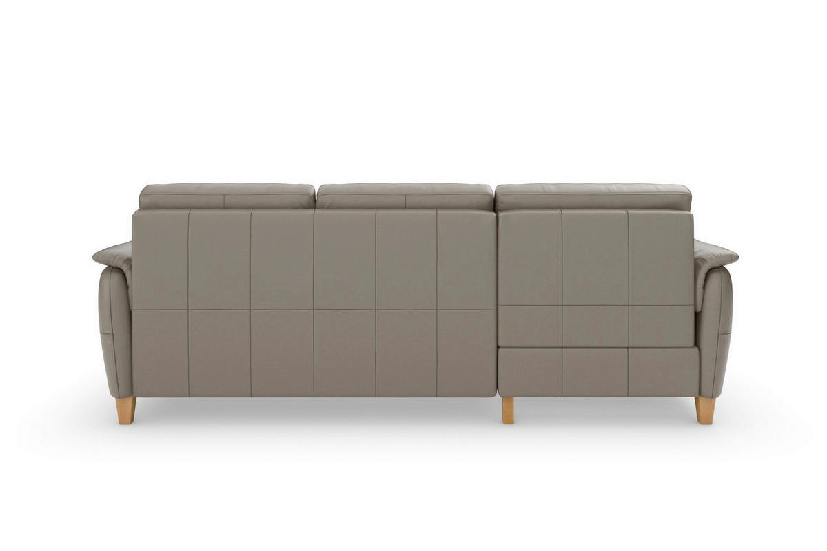 ROHOVÁ SEDAČKA, koža, sivá - sivá/farba duba, Basics, koža/drevo (163/244cm) - Sit & More