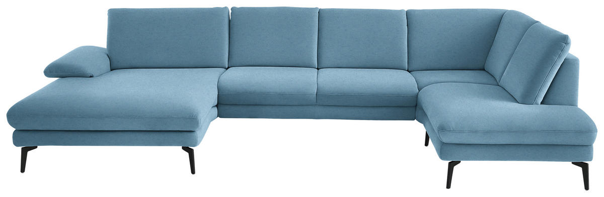 WOHNLANDSCHAFT Chenille, Flachgewebe Blau  - Blau/Schwarz, Design, Textil/Metall (180/344/208cm) - Dieter Knoll