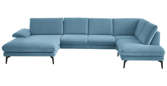 WOHNLANDSCHAFT  in Chenille, Flachgewebe Blau  - Blau/Schwarz, Design, Textil/Metall (180/344/208cm) - Dieter Knoll