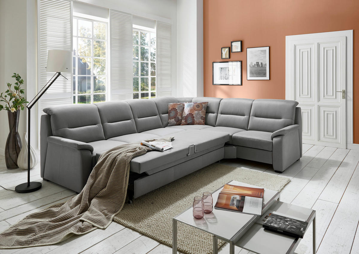 ROHOVÁ SEDACIA SÚPRAVA, textil, sivá - čierna/sivá, Konventionell, drevo/textil (245/303cm) - Beldomo Comfort