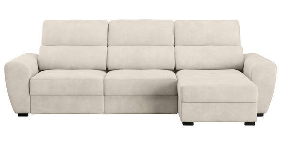 ECKSOFA Naturfarben Mikrofaser Bettkasten, Schlaffunktion, Rücken echt, Liegefläche im Originalstoff  - Schwarz/Naturfarben, KONVENTIONELL, Kunststoff/Textil (285/177cm) - Carryhome