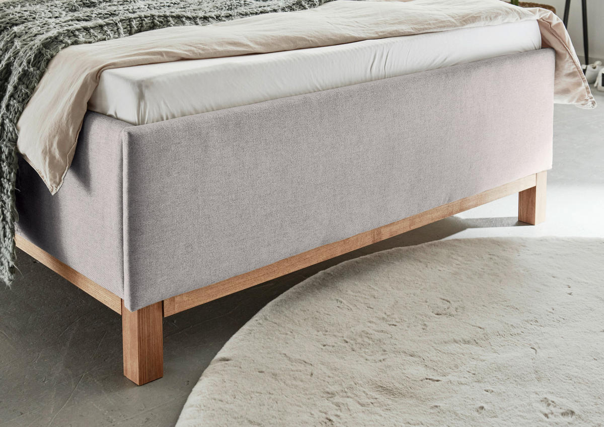 POLSTERBETT 140/200 cm  in Hellgrau  - Eichefarben/Hellgrau, MODERN, Holz/Textil (140/200cm) - Livetastic