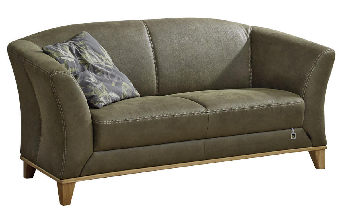 2,5-SITZER in Lederlook Dunkelgrün  - Dunkelgrün/Beige, Romantik / Landhaus, Holz/Textil (180/86/86cm) - Landscape