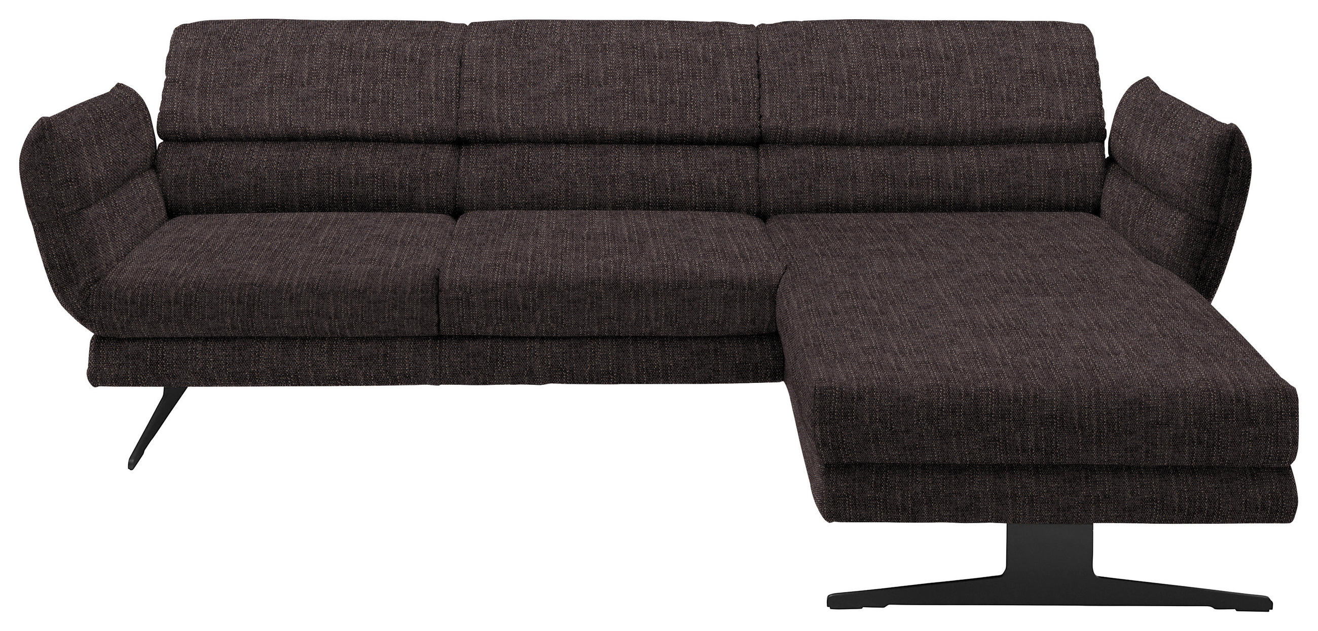 ECKSOFA in Flachgewebe Mokka  - Schwarz/Mokka, Design, Textil/Metall (279-327/176-217cm) - Dieter Knoll