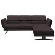 ECKSOFA  in Flachgewebe Mokka  279-327/176-217 cm  - Schwarz/Mokka, Design, Textil/Metall (279-327/176-217cm) - Dieter Knoll