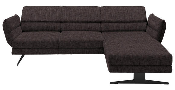 ECKSOFA  in Flachgewebe Mokka  279-327/176-217 cm  - Schwarz/Mokka, Design, Textil/Metall (279-327/176-217cm) - Dieter Knoll