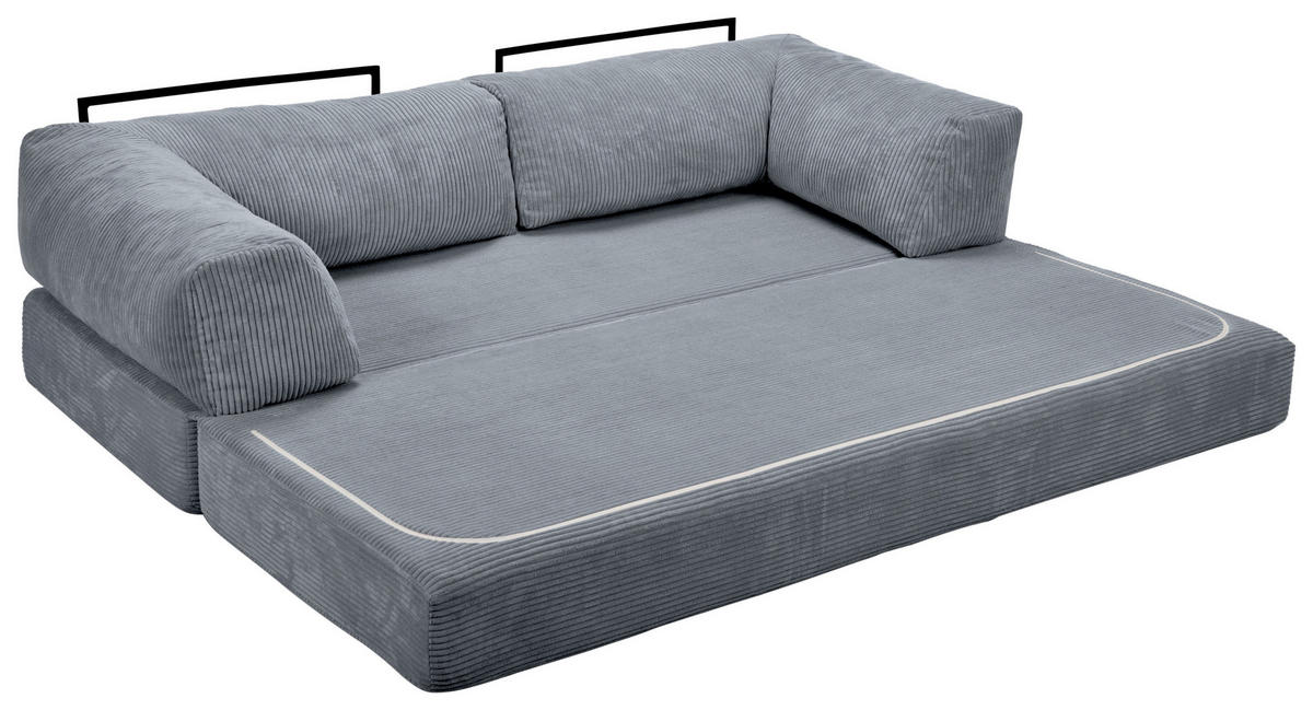 SCHLAFSOFA Cord Dunkelgrau  - Dunkelgrau, KONVENTIONELL, Textil/Metall (200/77/80cm) - Carryhome