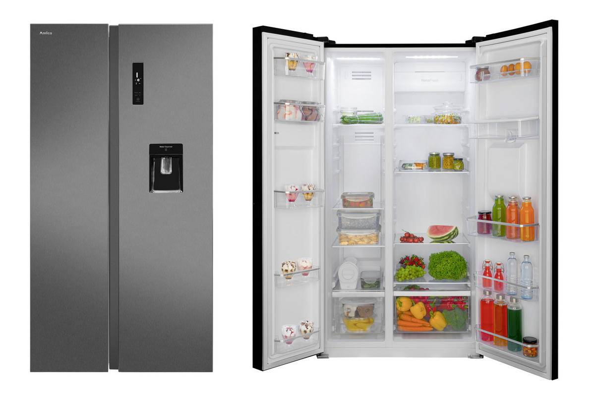 SIDE-BY-SIDE 91,2/177,0/70,4 cm SBSN397155S  - Edelstahlfarben/Schwarz, Basics, Kunststoff/Metall (91,2/177,0/70,4cm) - Amica