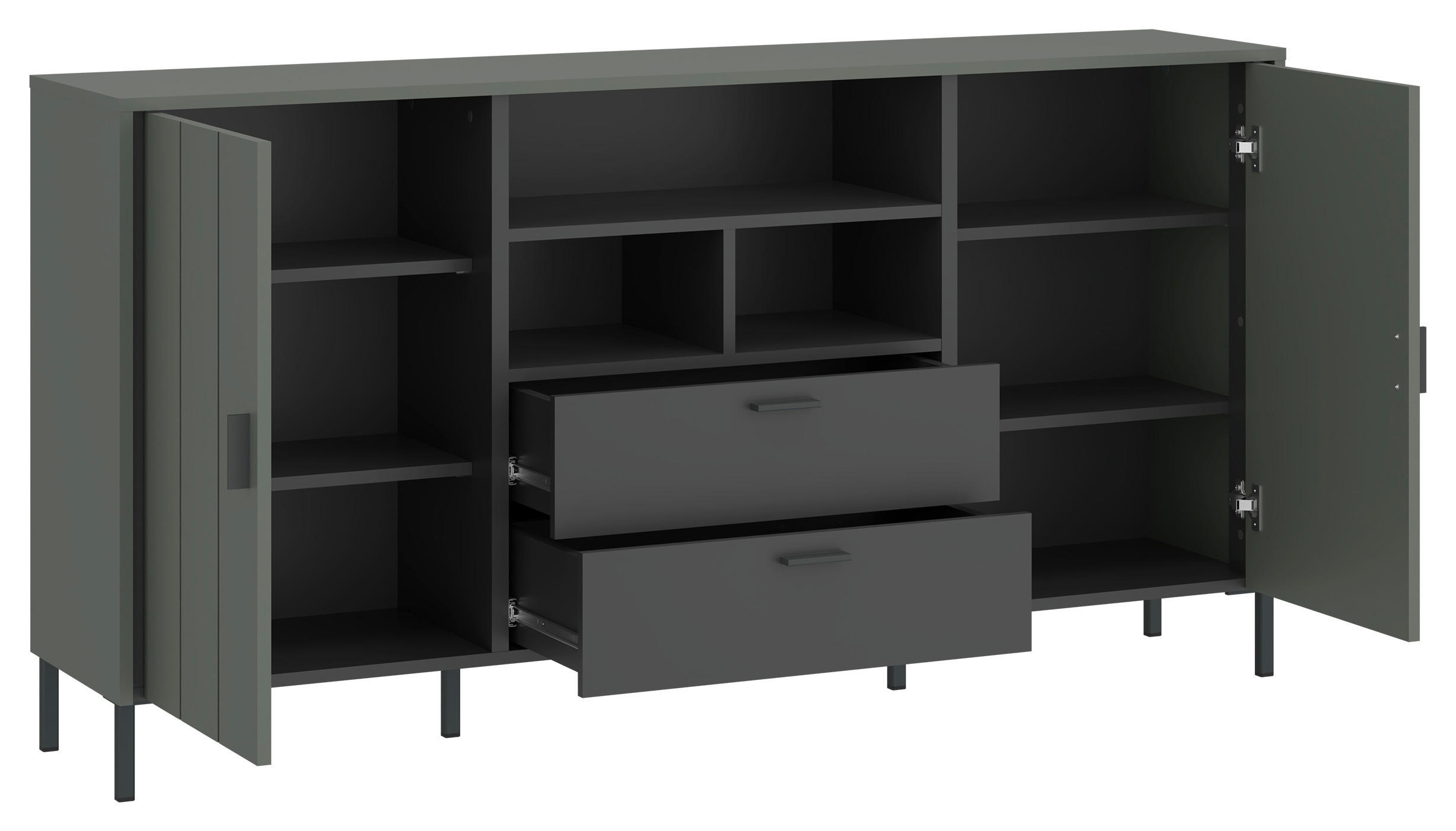 SIDEBOARD SHIRLEY  in 158,2/84,8/40 cm  - Schlammfarben/Anthrazit, Design, Holzwerkstoff/Kunststoff (158,2/84,8/40cm) - Carryhome
