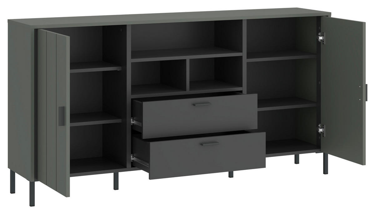 SIDEBOARD SHIRLEY  in 158,2/84,8/40 cm  - Schlammfarben/Anthrazit, Design, Holzwerkstoff/Kunststoff (158,2/84,8/40cm) - Carryhome