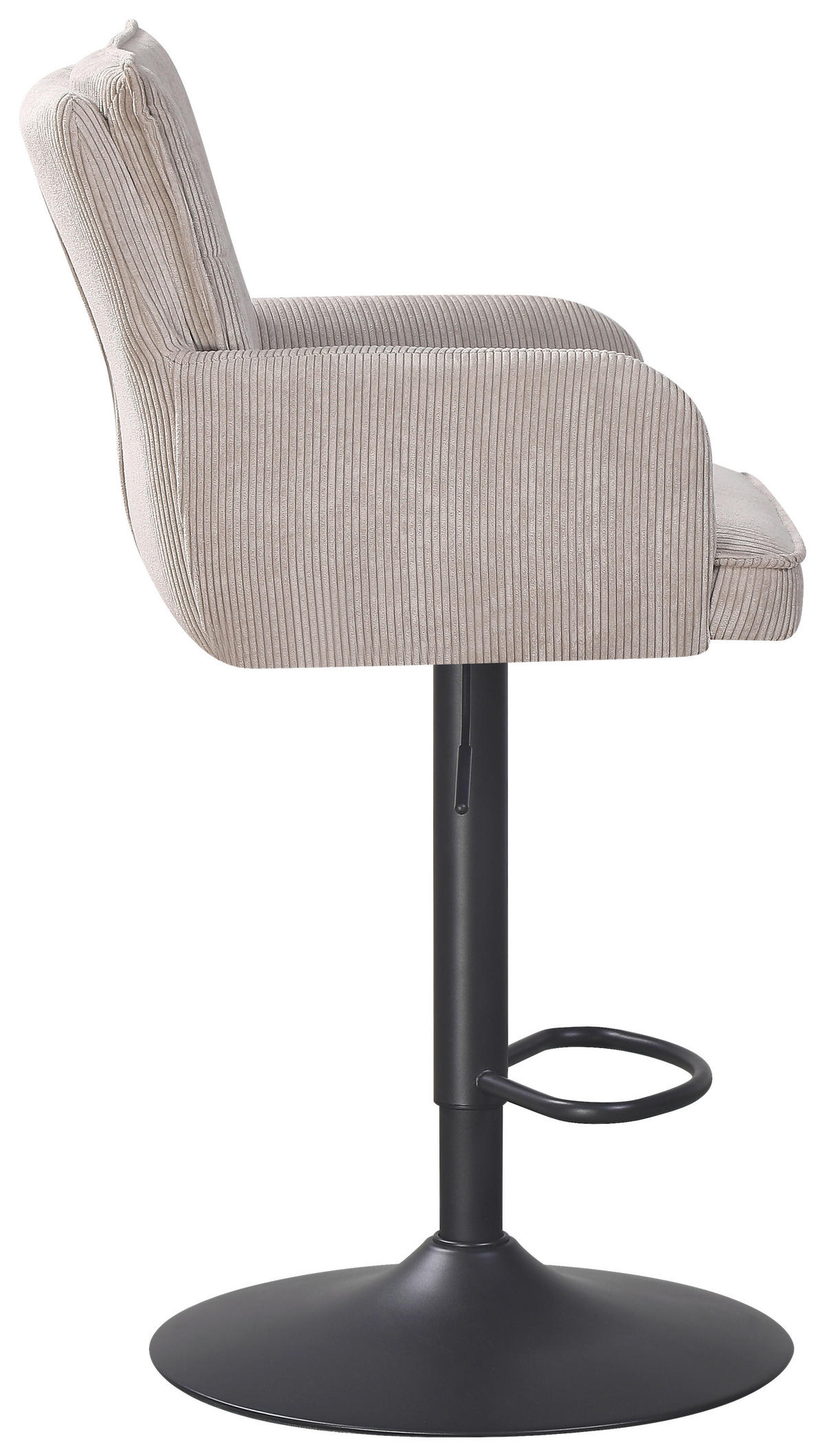 BARHOCKER Cord Grau, Schwarz Eisen Sitzfläche 360° drehbar  - Schwarz/Grau, KONVENTIONELL, Textil/Metall (57/100-121/57cm) - MID.YOU