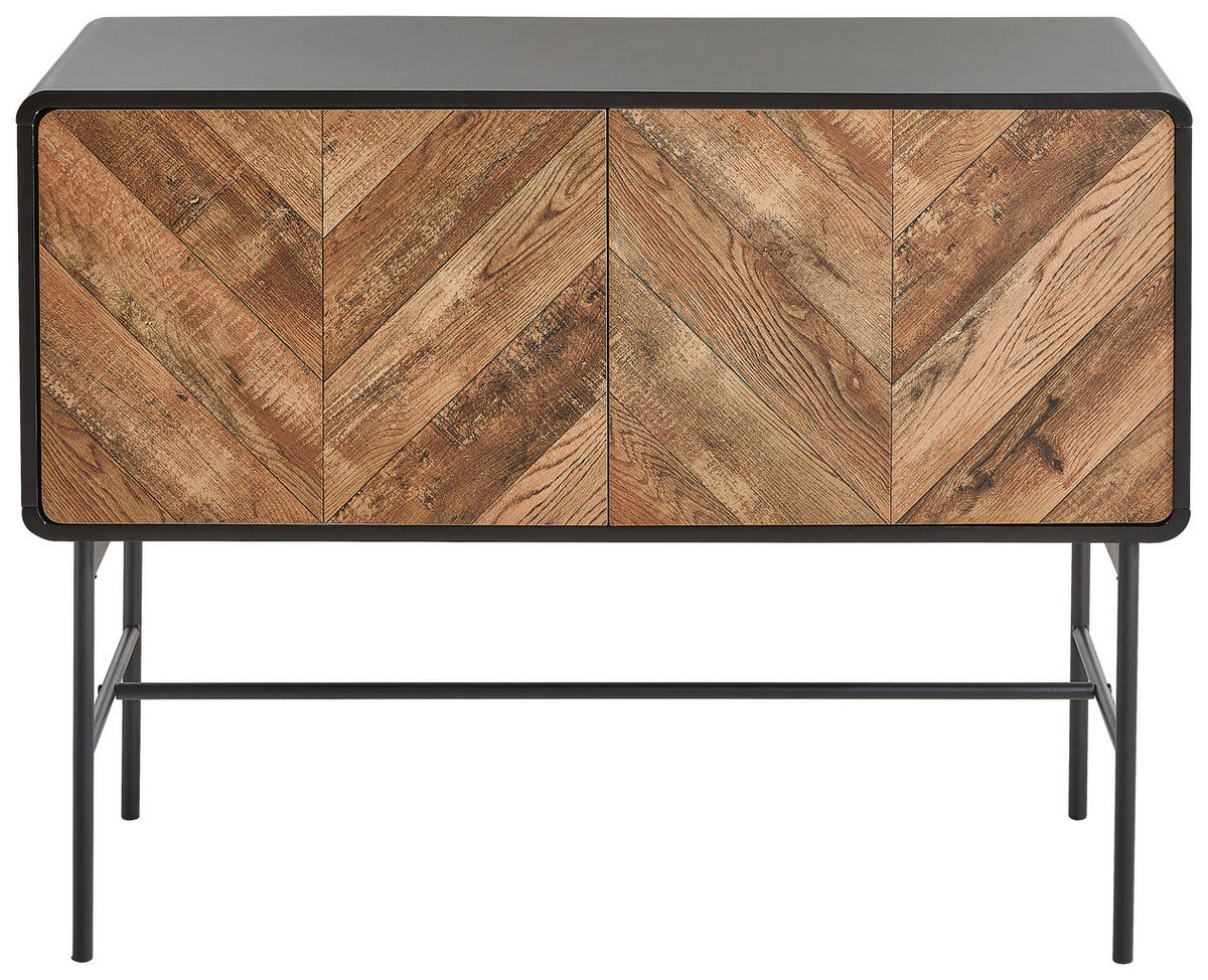 KOMODA, črna, barve hrasta  - črna/barve hrasta, Moderno, kovina/leseni material (108/82/40cm) - Mömax